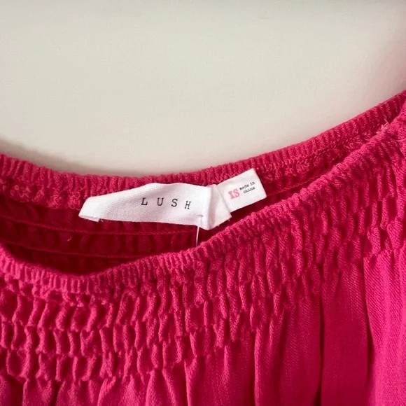 NWT Lush “Azalea” Pink Flutter Sleeve Tiered Summer Dress Women’s XS - Picture 5 of 15